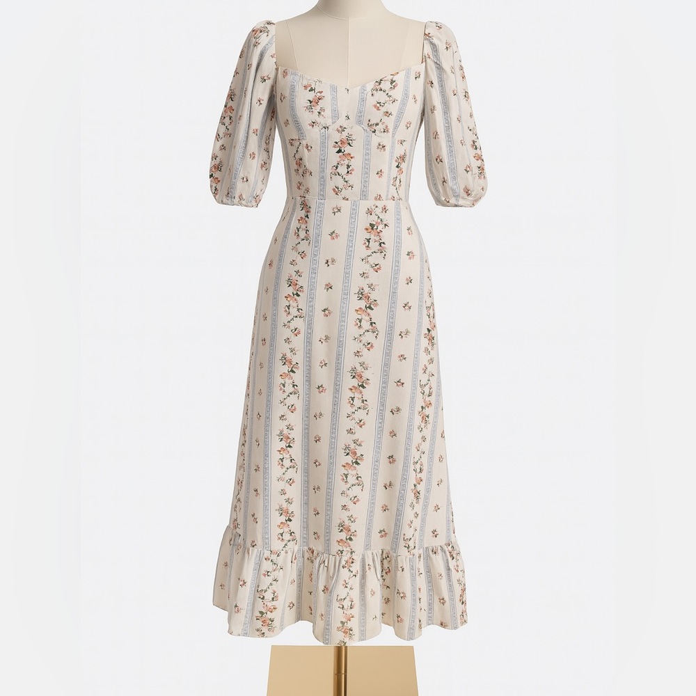 Reformation Linen Cream Puff Sleeve Sundress pre-Loved in great condition